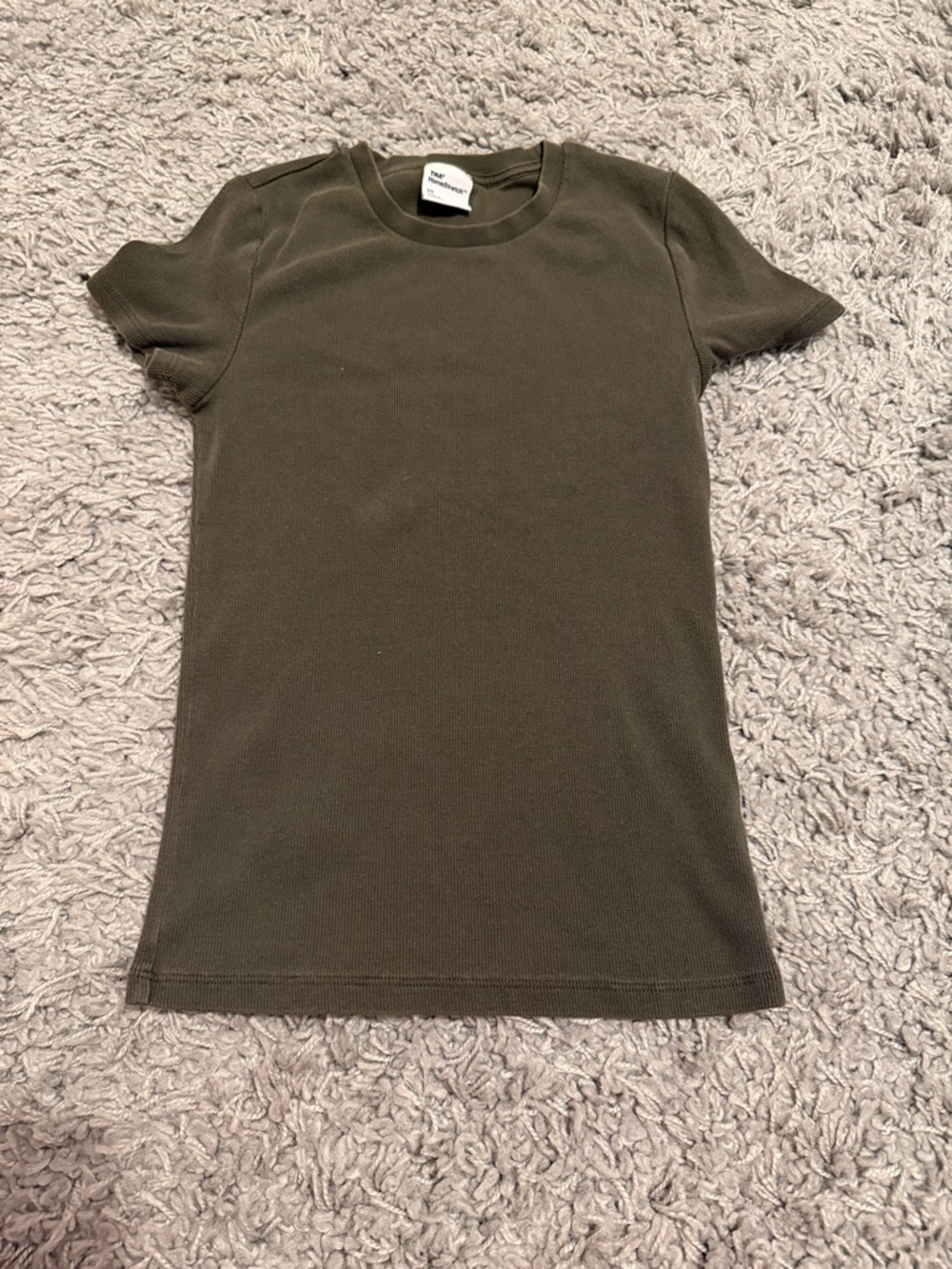 Aritzia Short Sleeve Ribbed Tee — Olive Green
